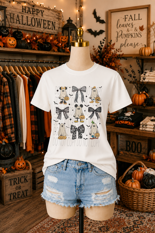 Load image 1 in gallery view. Halloween Cartoon Ghosts with Bows