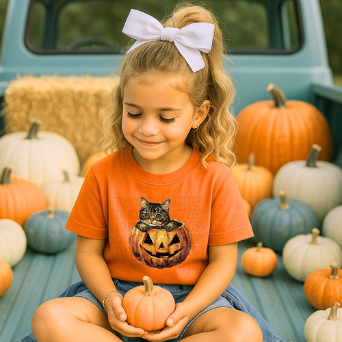 Load image 1 in gallery view. Cute Pumpkin and Kitten