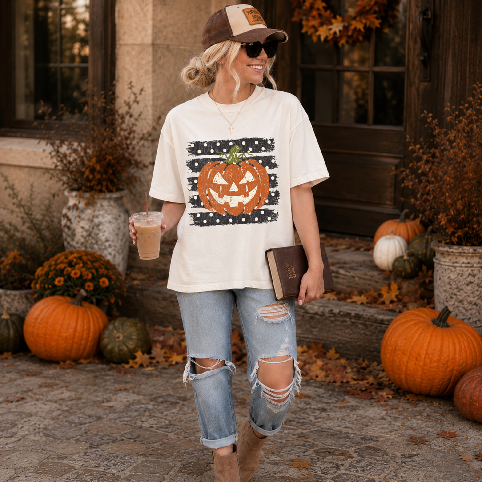 Polka Dot Strip Pumpkin