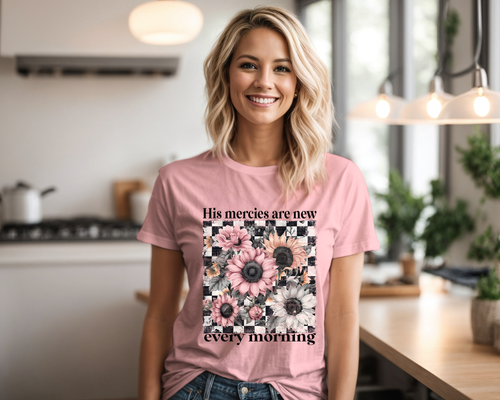 Load image 1 in gallery view. Distressed Checkered His Mercies Are New Every Morning