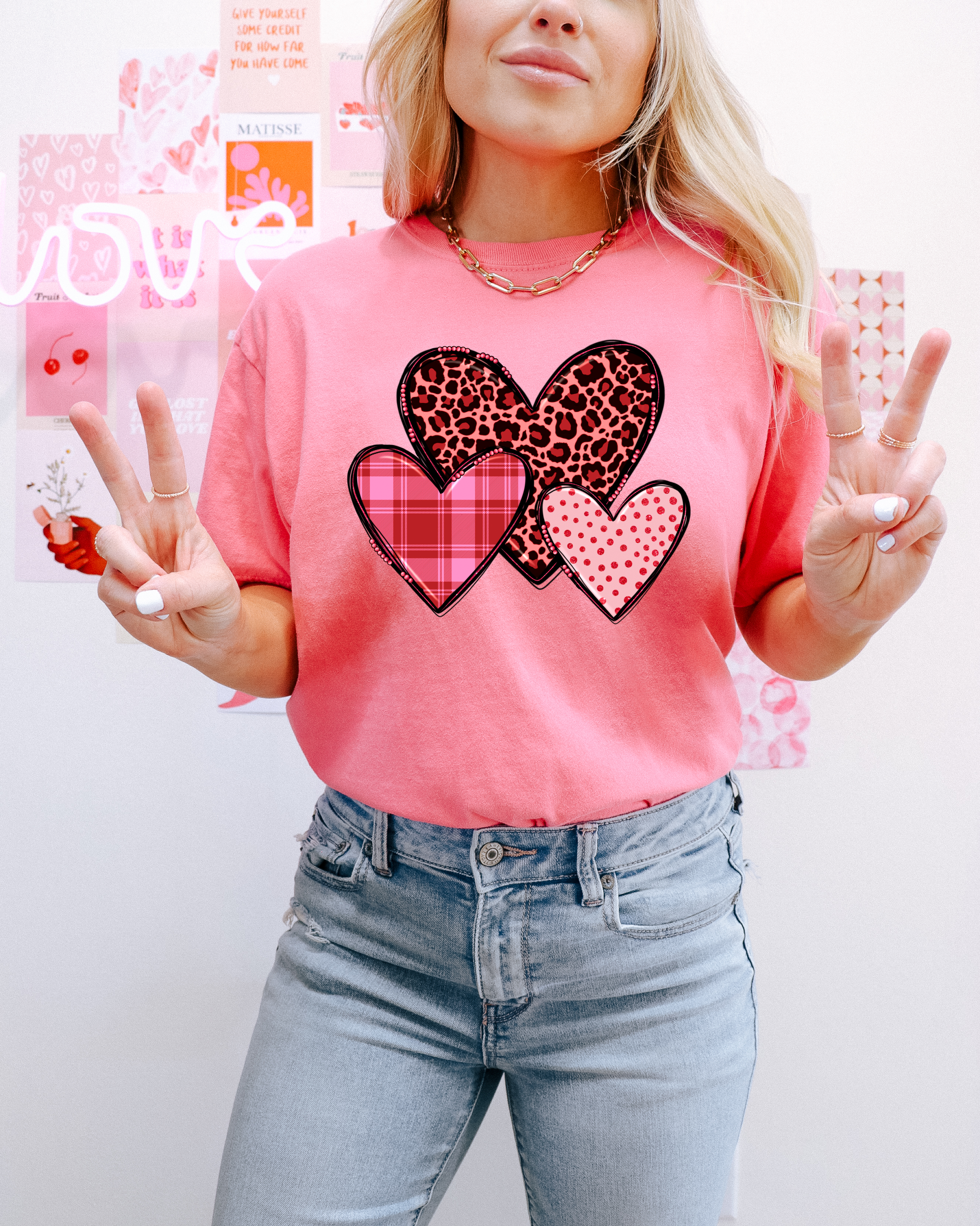 Red/Pink Leopard Heart Collage