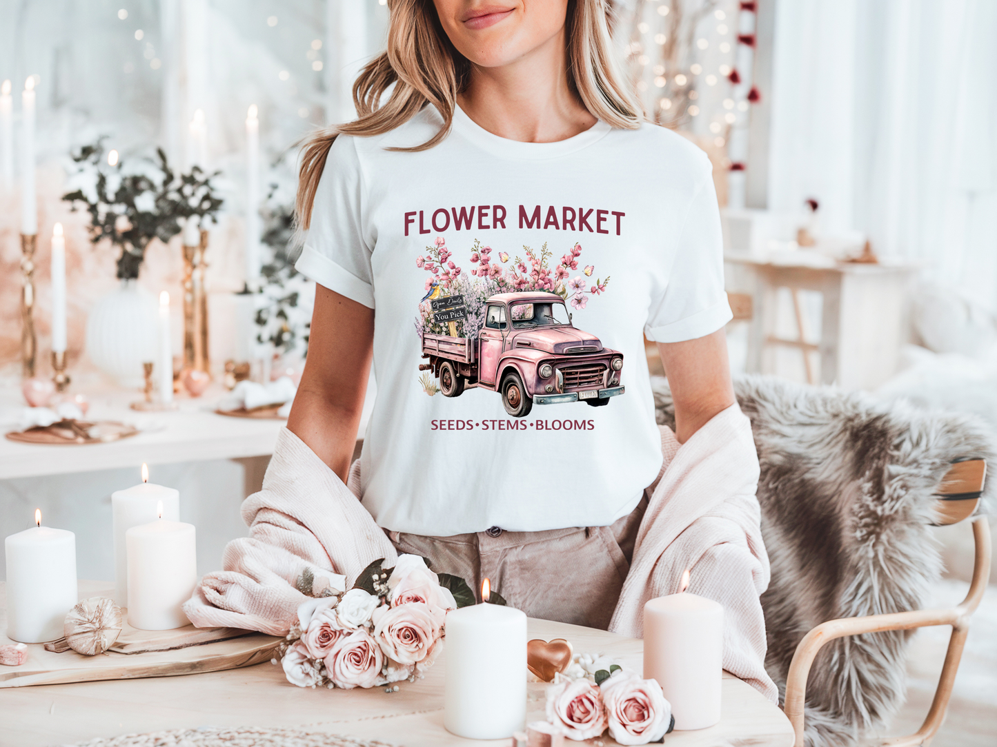 Flower Market Pink Truck