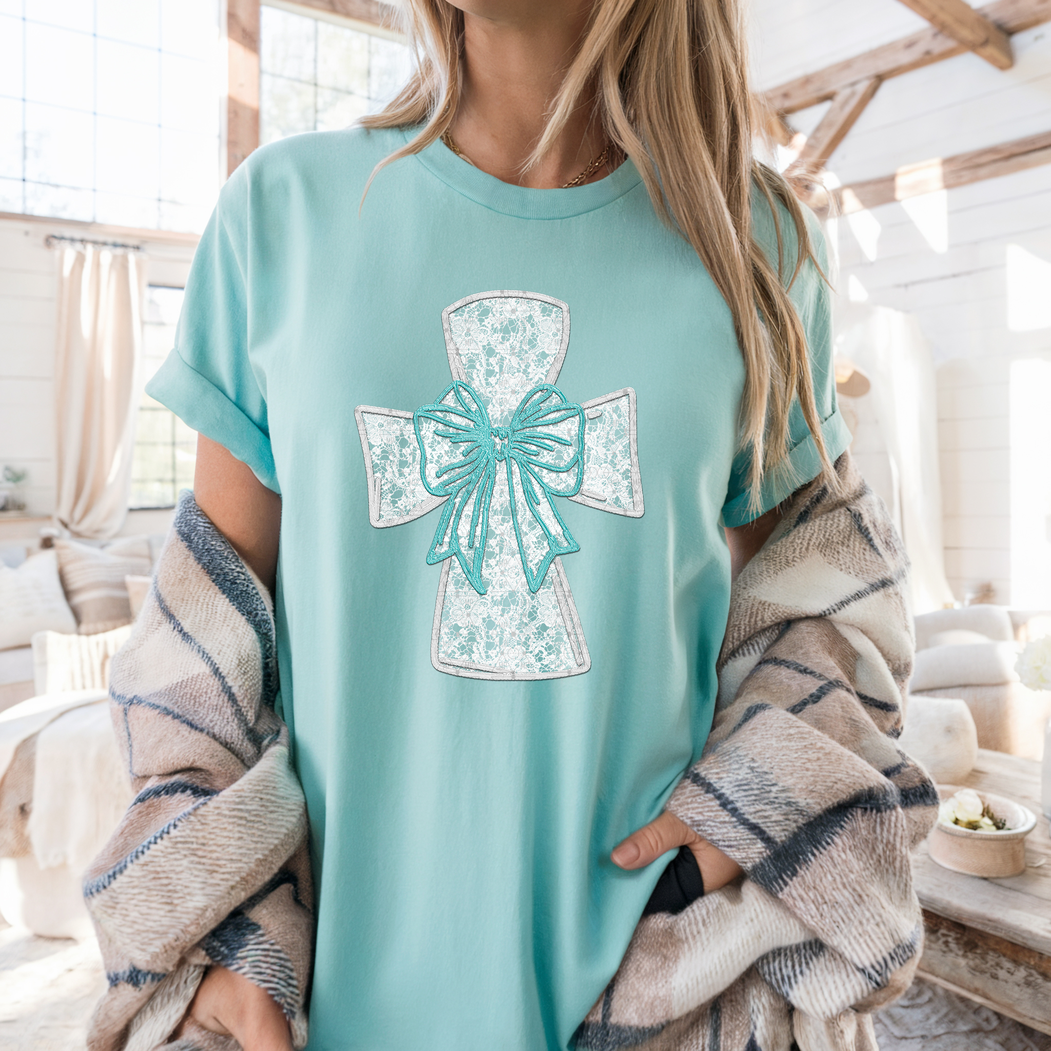 Lace Cross with Bow