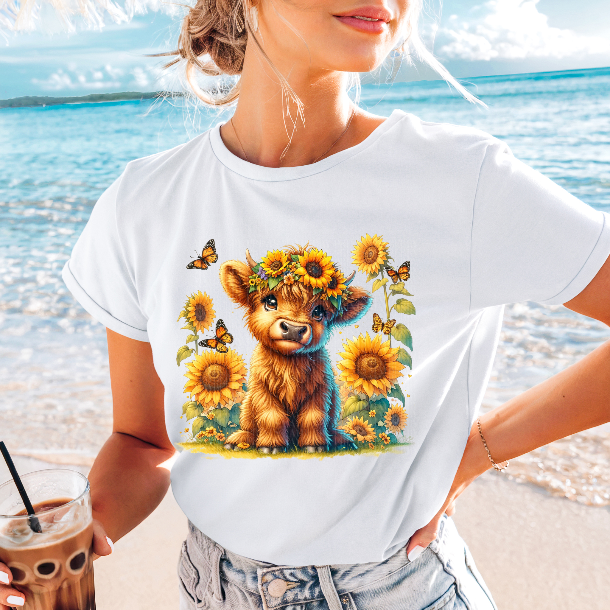 Summer Sunflower Highland Cow