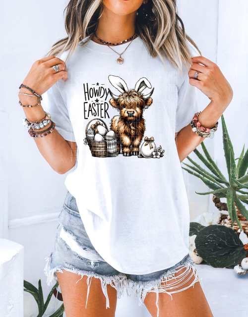 Load image 1 in gallery view. Boho Happy Easter Highland