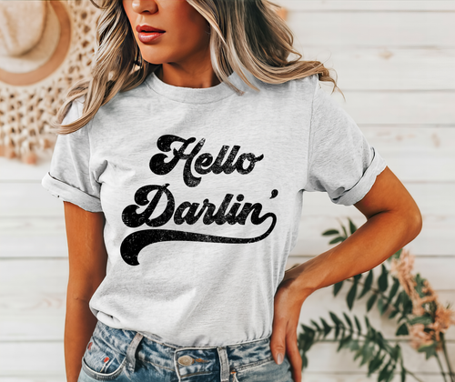 Load image 1 in gallery view. Distressed Hello Darlin'
