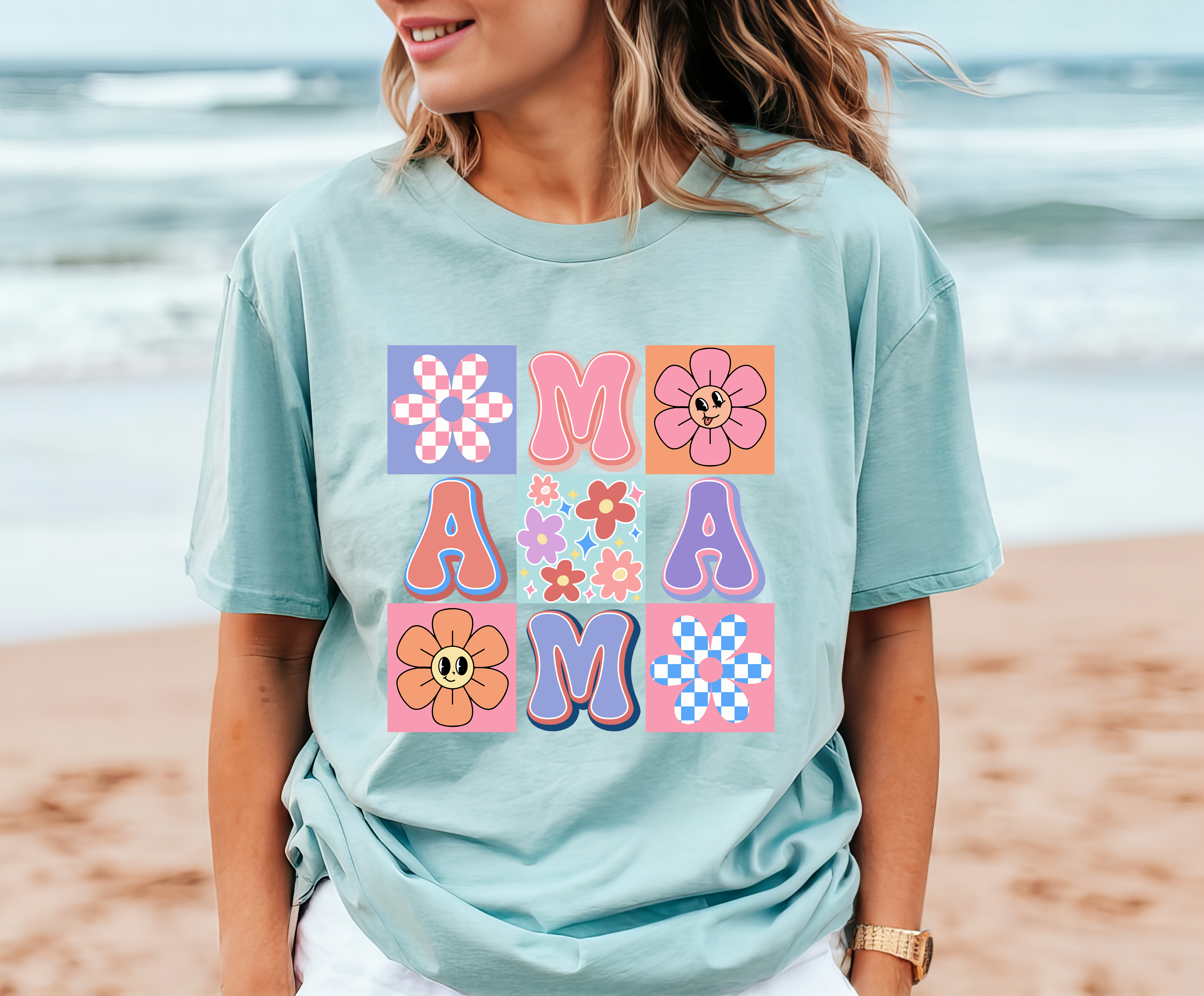 Mama Checkered Flowers