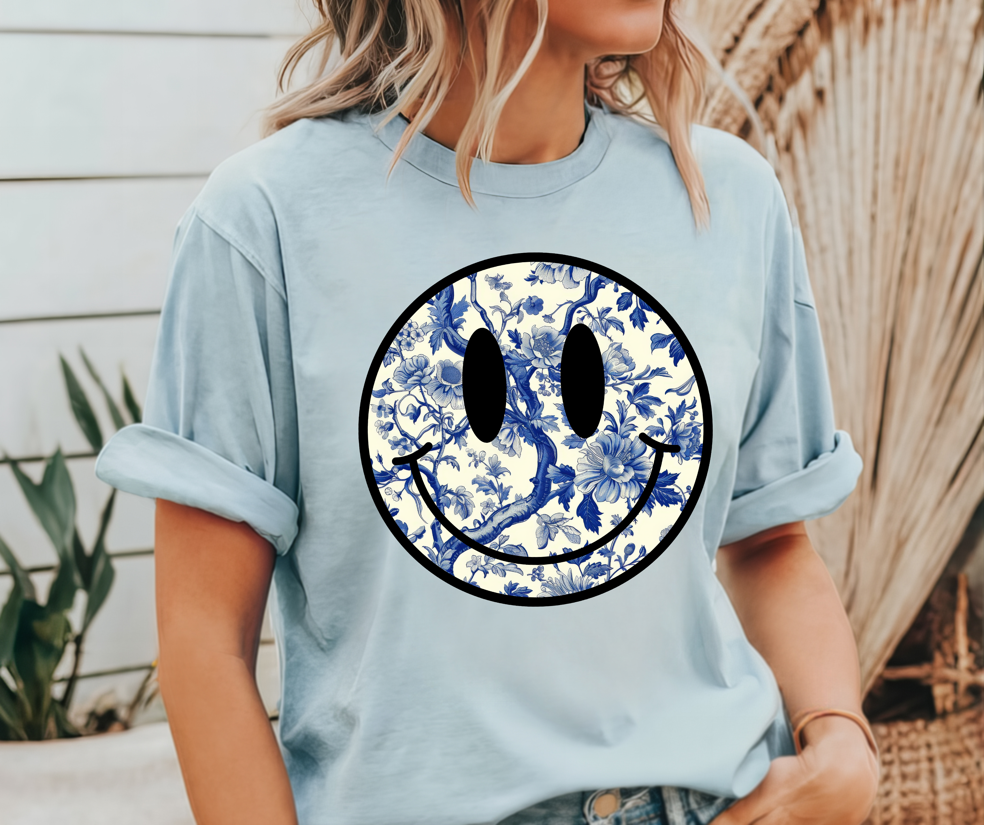 Blue Floral Smiley