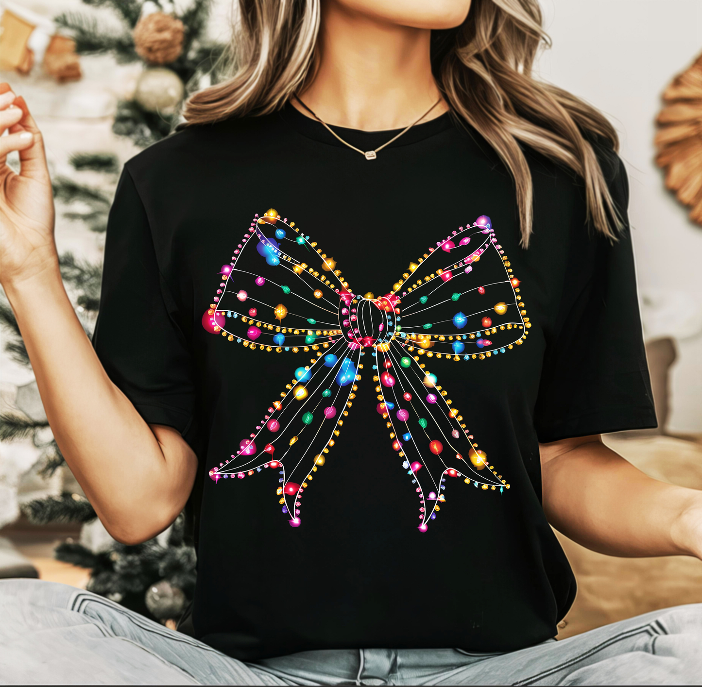 Neon Rhinestone Christmas Bow
