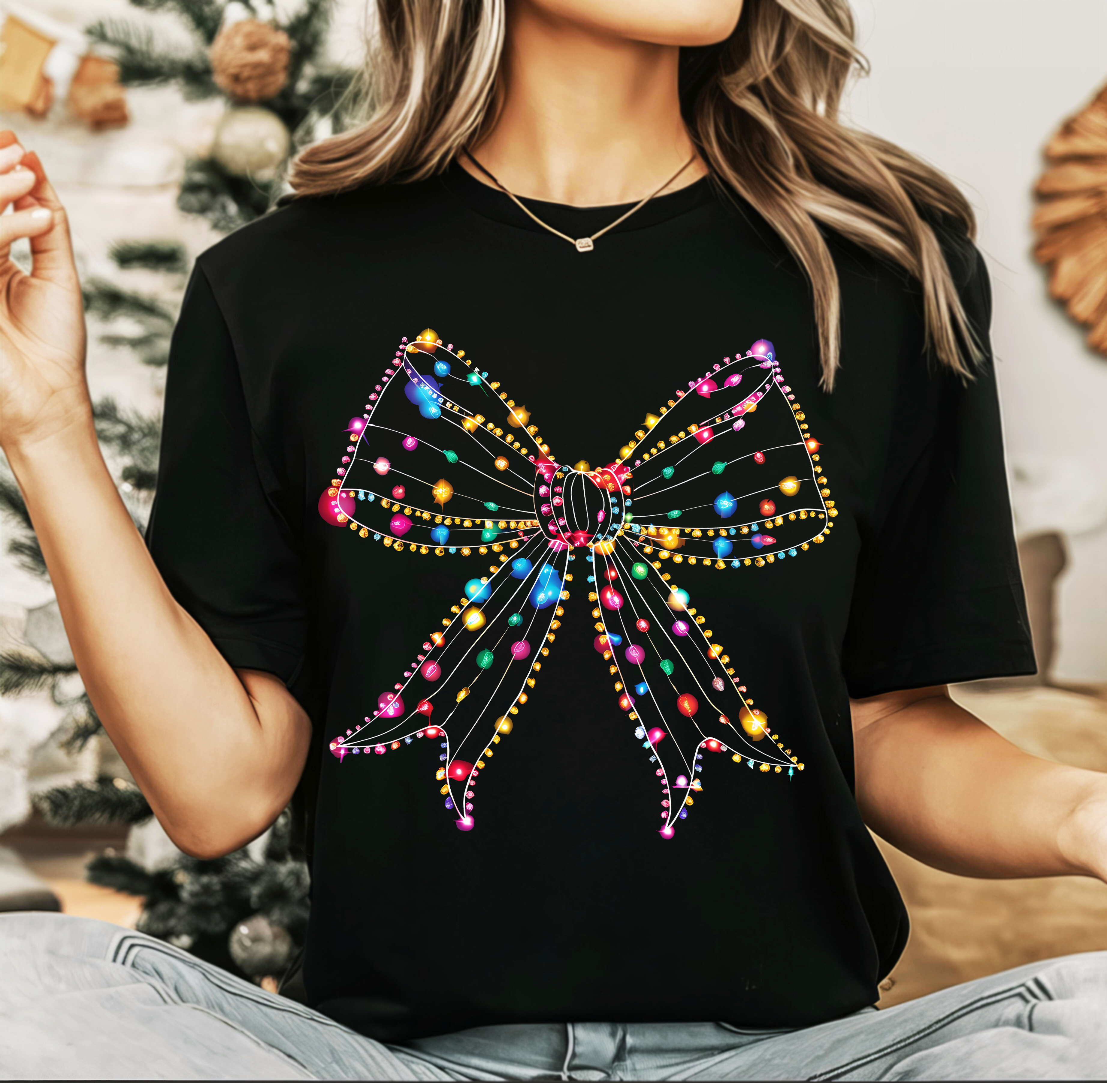 Neon Rhinestone Christmas Bow