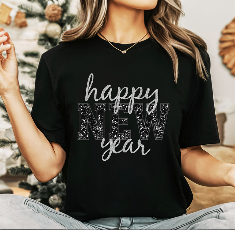 Happy New Year Silver/Black