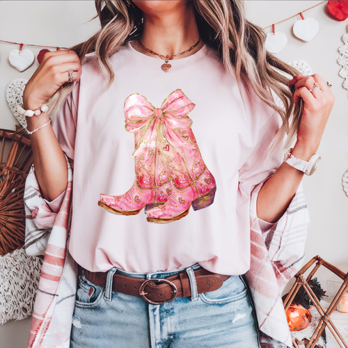 Load image 1 in gallery view. Pink Boots And Bows