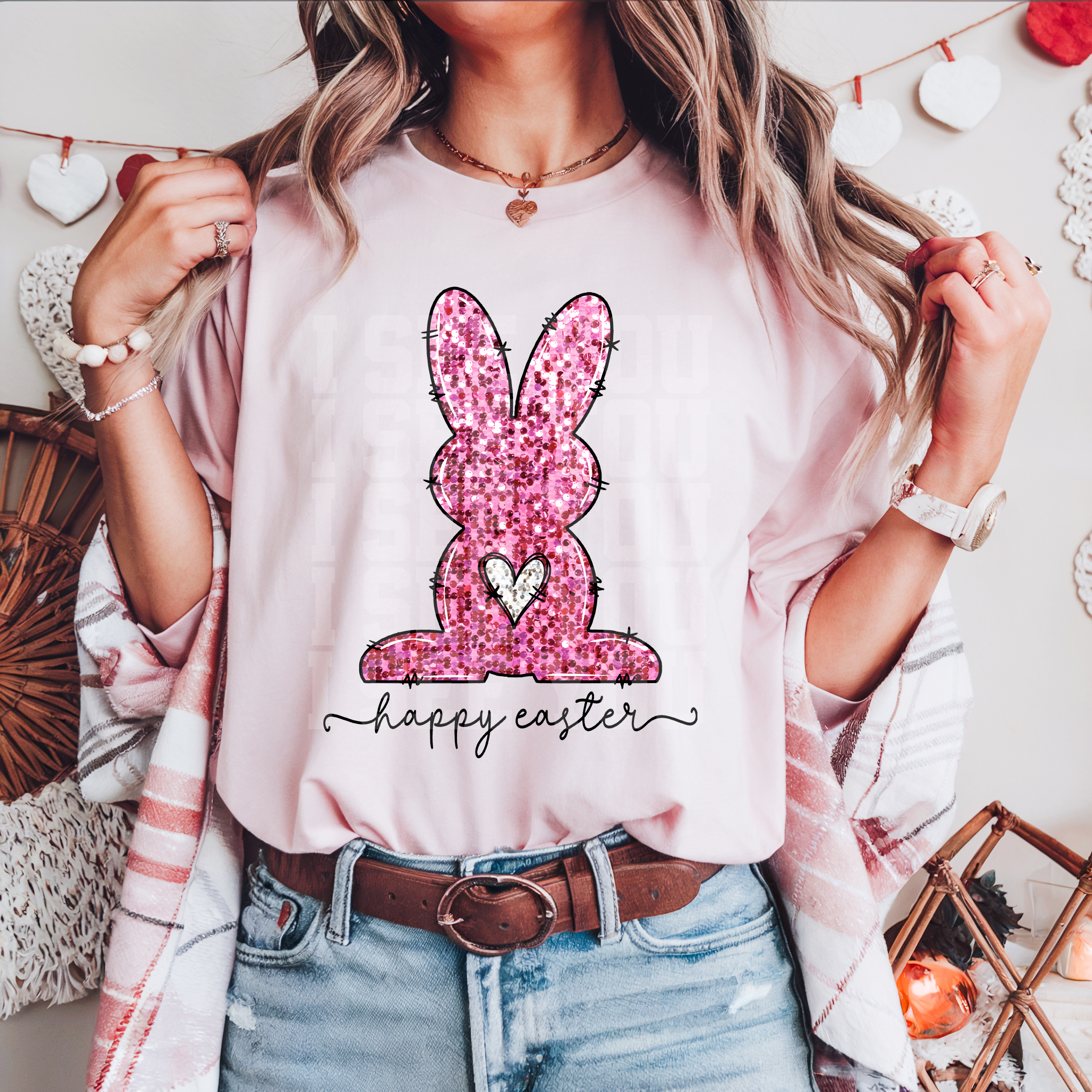 Happy Easter Pink Sparkle Bunny