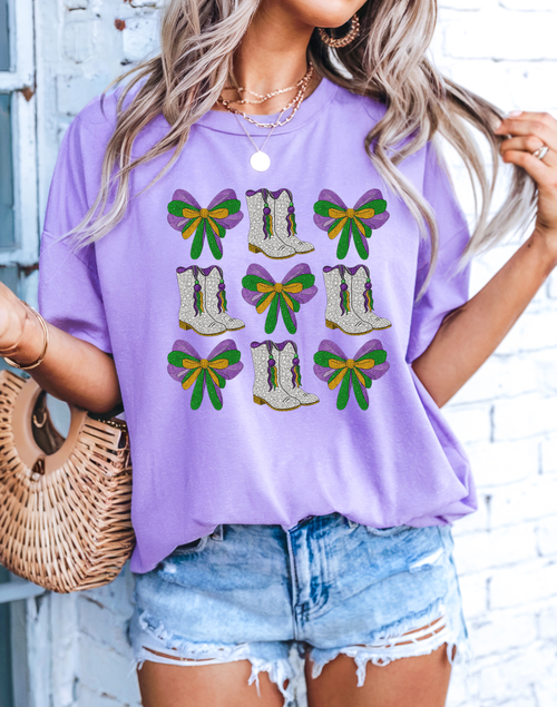 Load image 1 in gallery view. Mardi Gras Bows and Boots