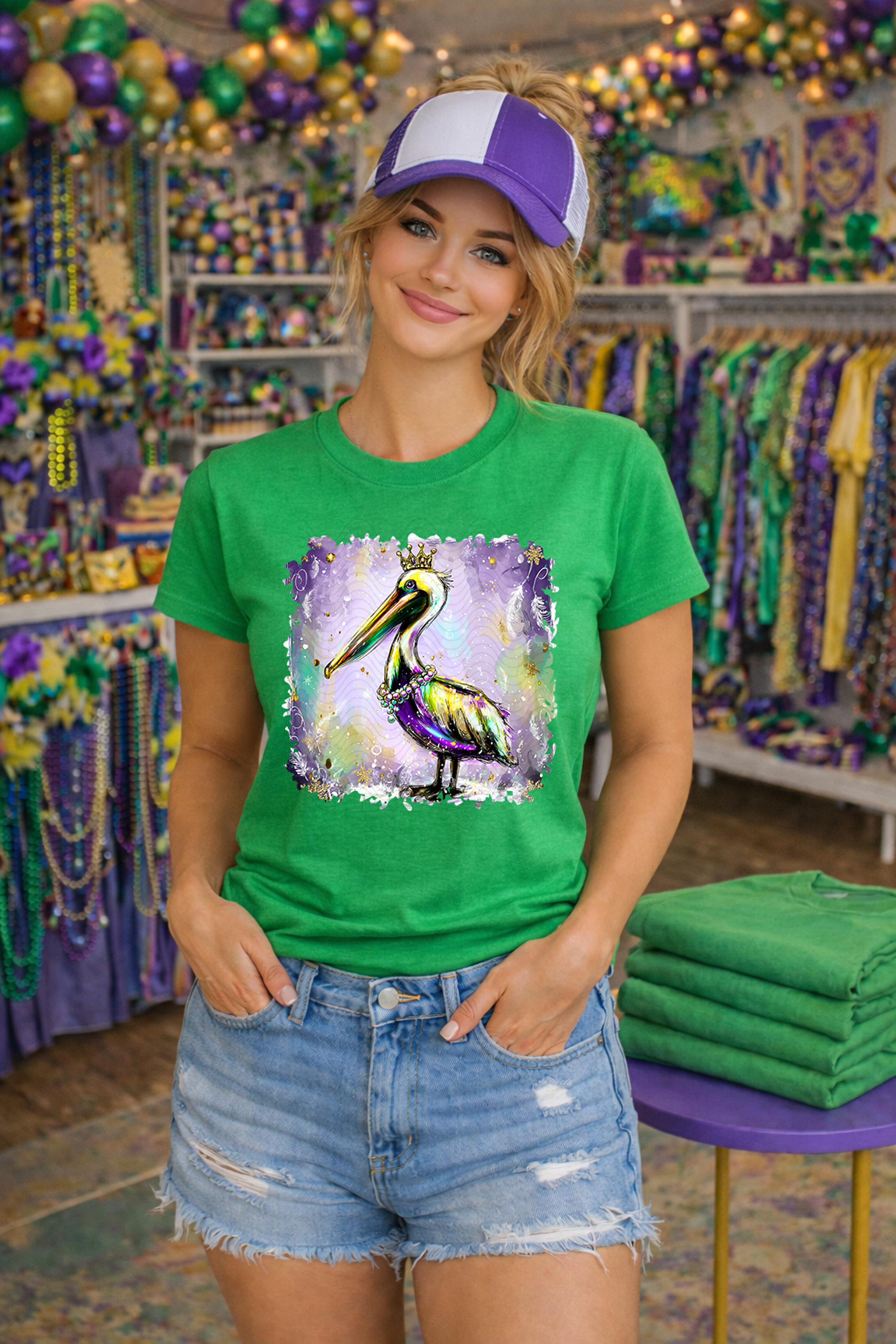 Watercolor Mardi Gra Pelican