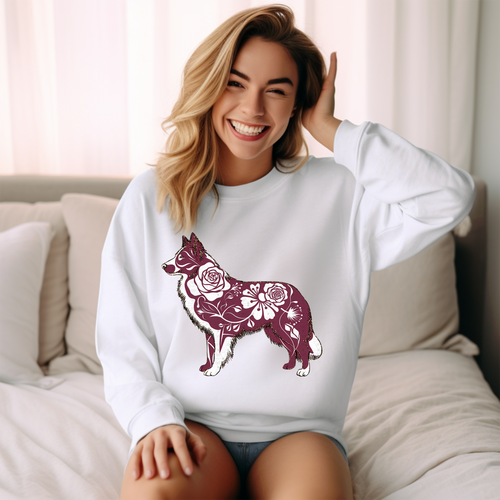 Load image 1 in gallery view. Boho Maroon and White Collie