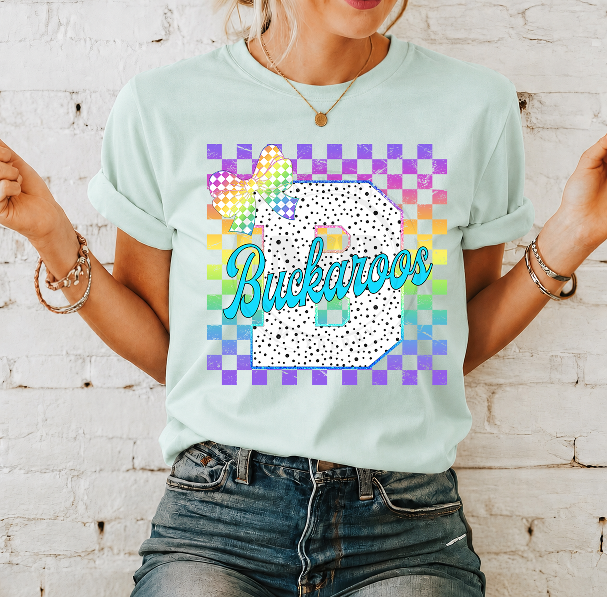 Bright Checkered School Mascot