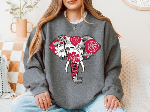 Load image 1 in gallery view. Boho Red and Gray Elephant