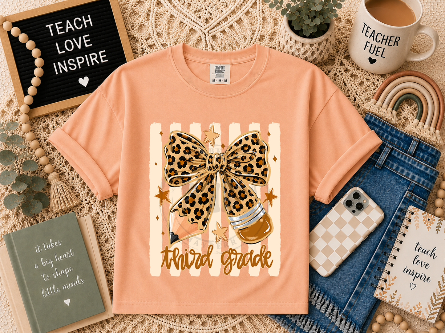 Leopard Pencil Bow and Stripes Grade