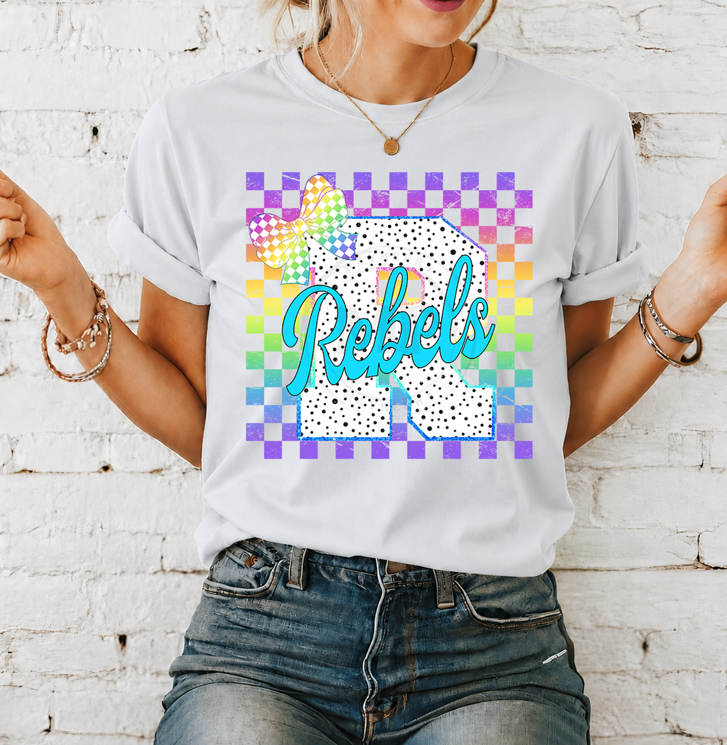 Bright Checkered School Mascot