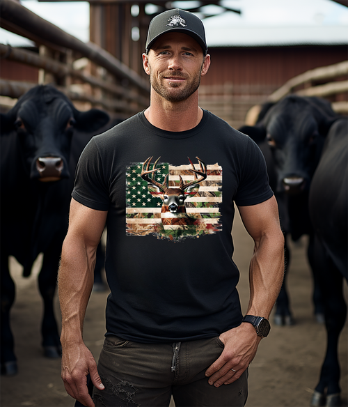 Load image 1 in gallery view. Distressed Deer Flag