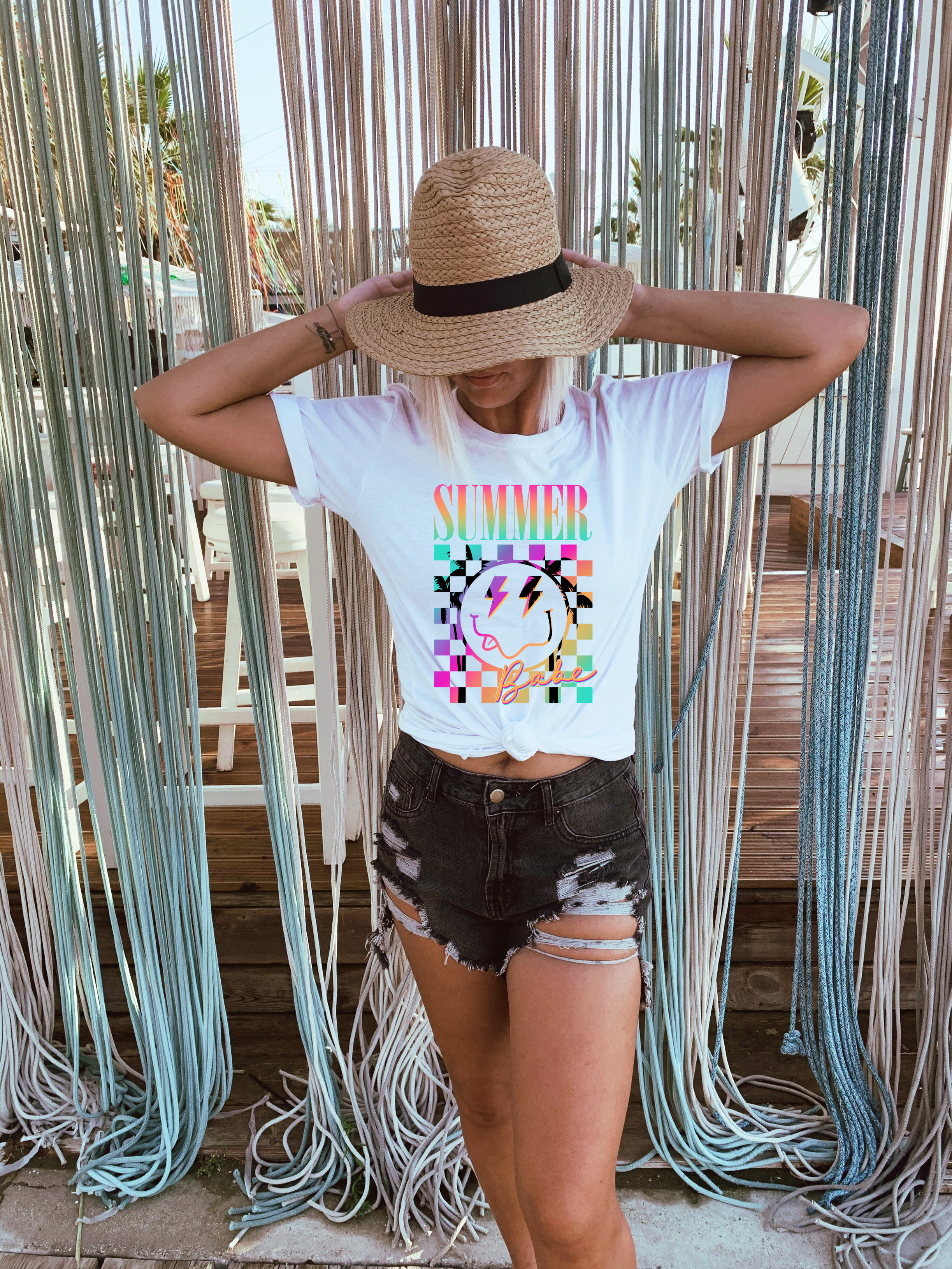 Summer Vibes Smiley Checkered