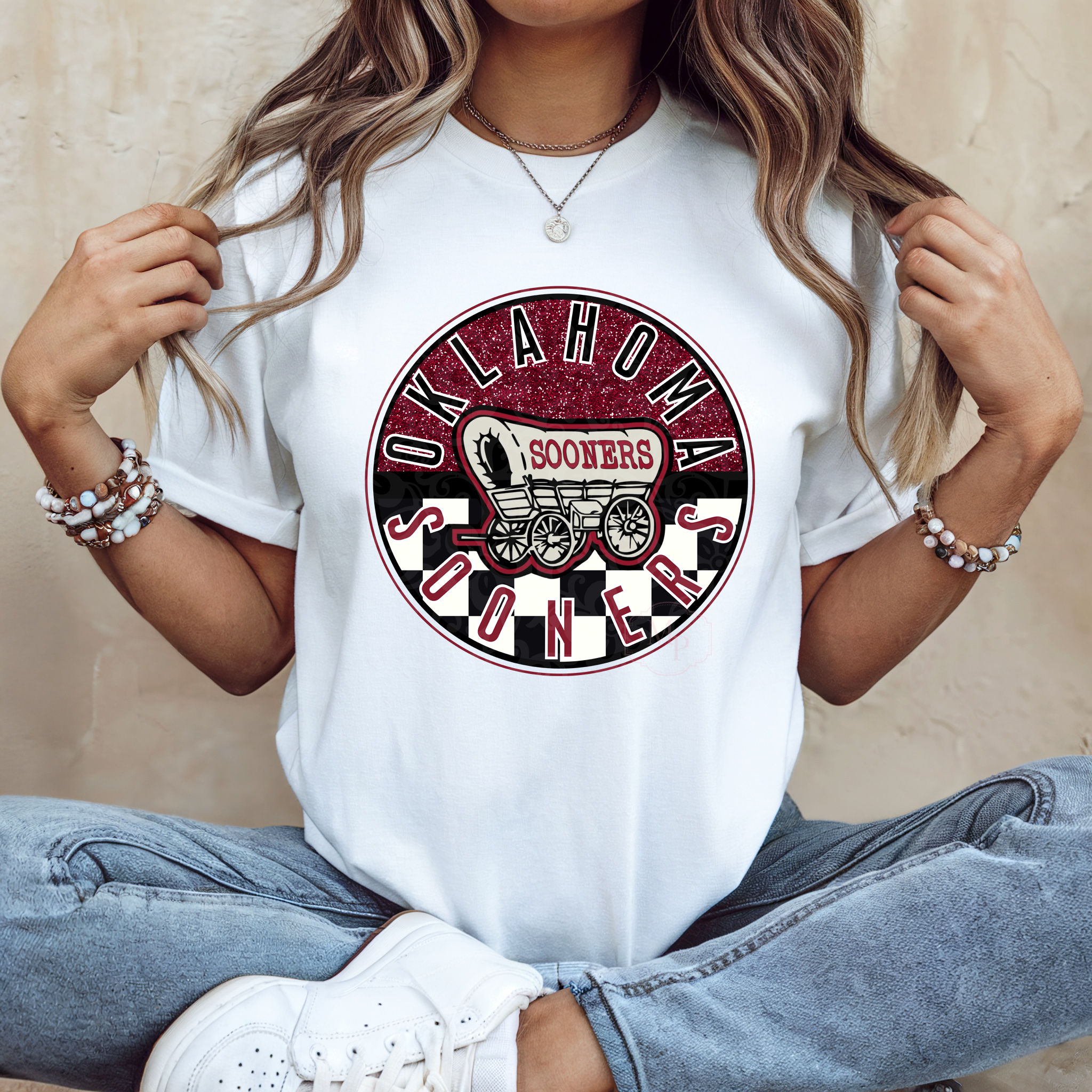 OS Sooners Checkered Circle