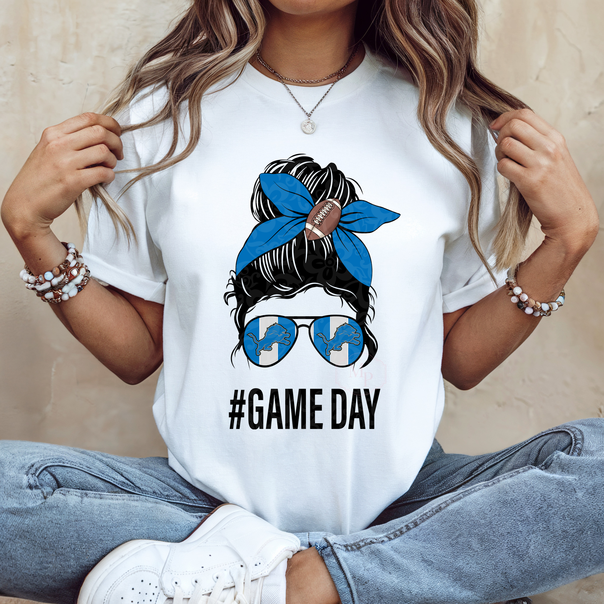 Lions Game Day Messy Bun