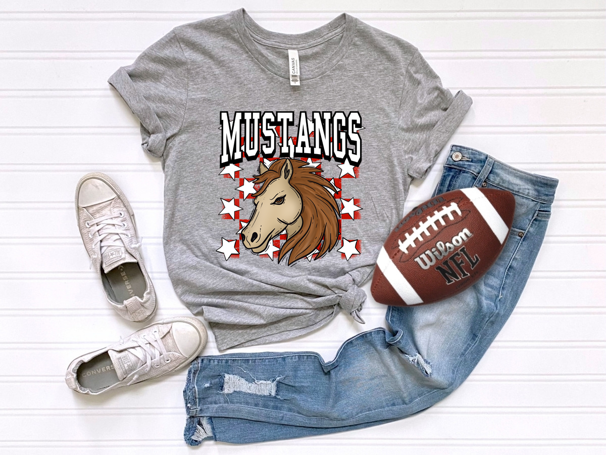 Checkered Mustang Red