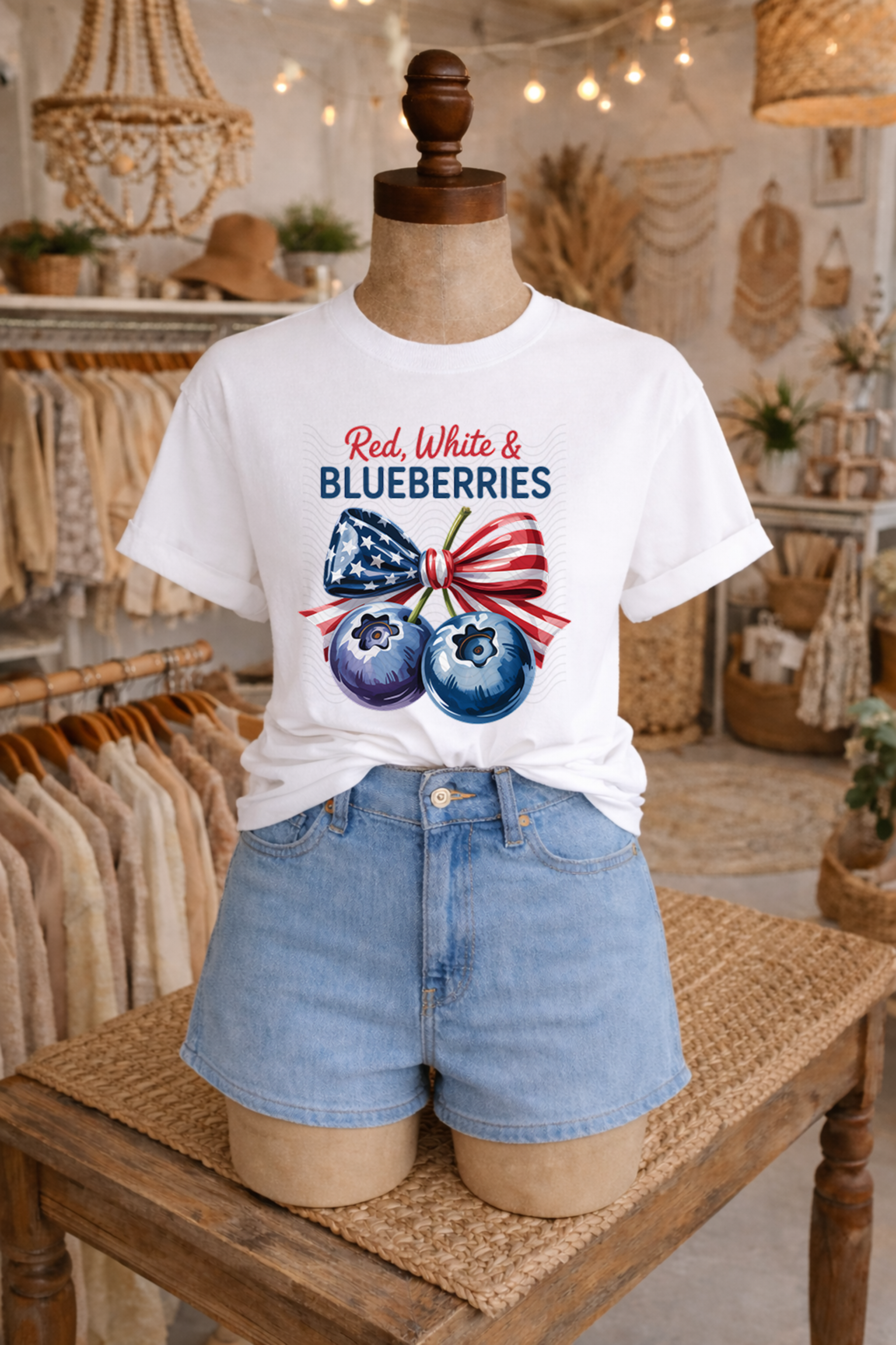 Red White & Blueberries with Bow