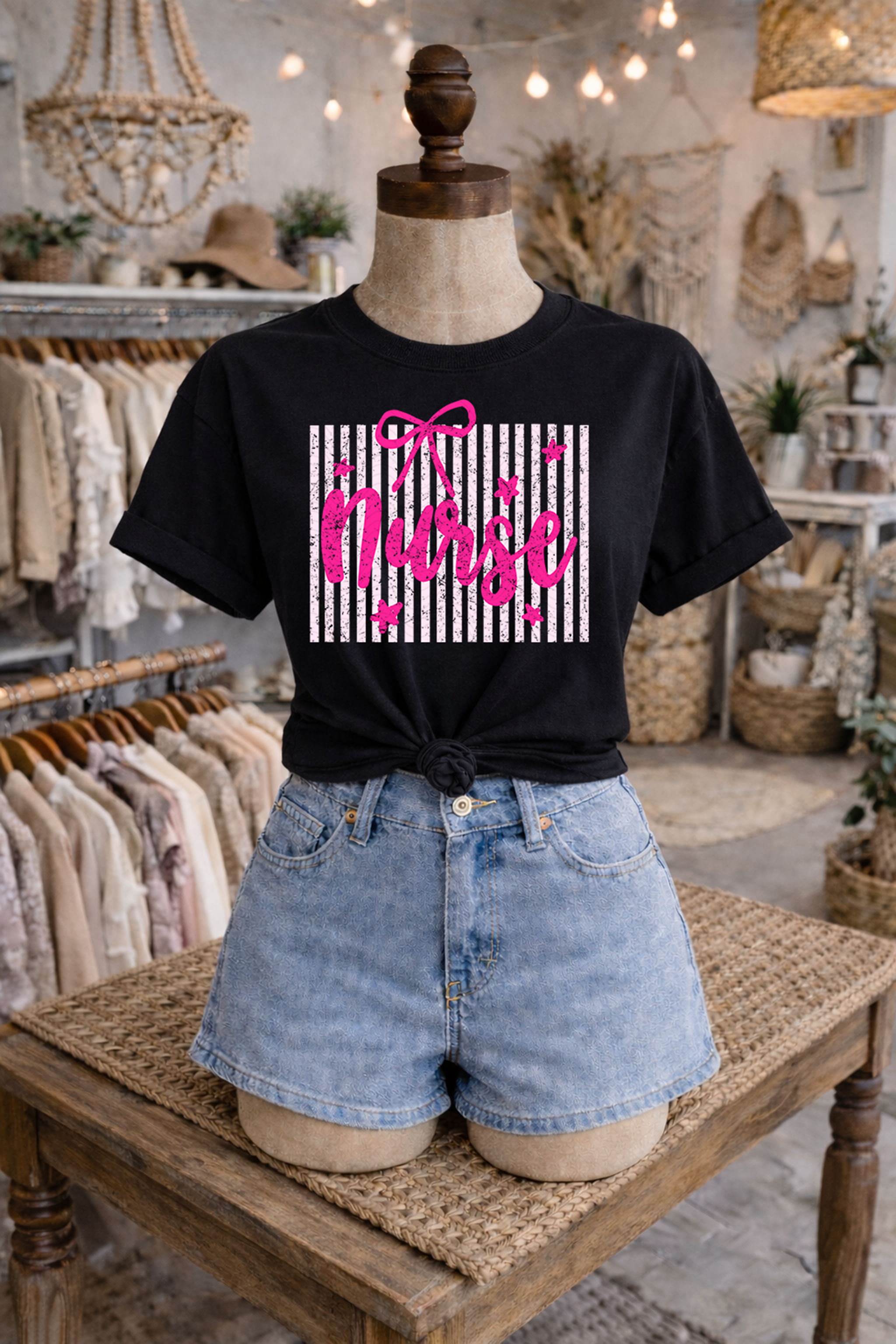 Pink Nurse with Stripes