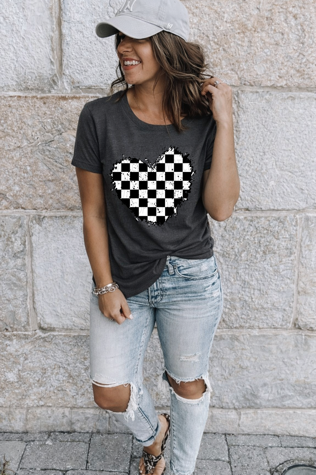 Grunge Checkered Heart