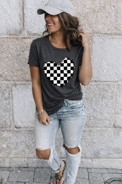 Load image 1 in gallery view. Grunge Checkered Heart