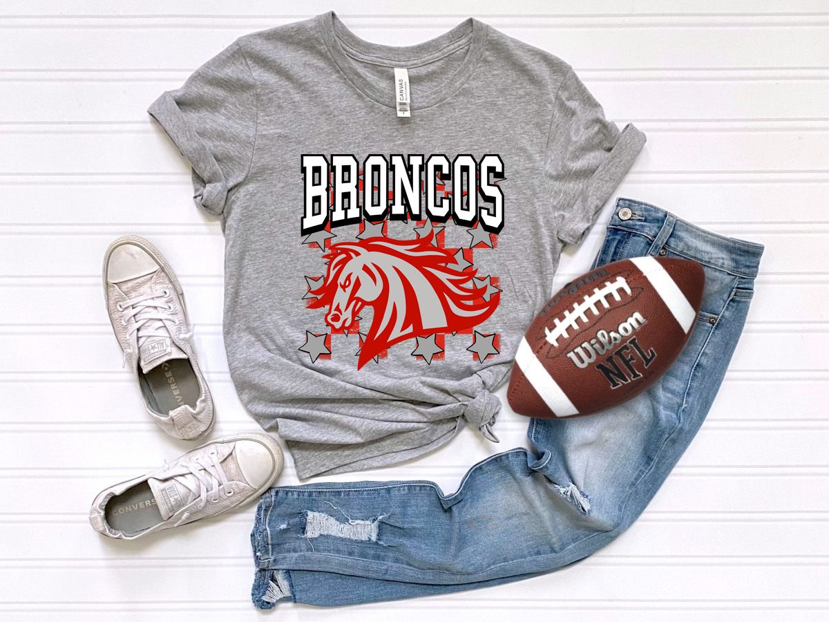 Checkered Broncos Red