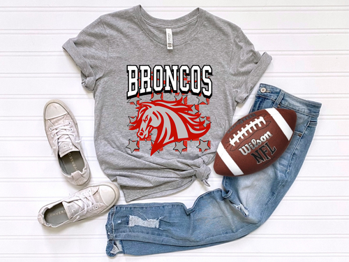 Load image 1 in gallery view. Checkered Broncos Red