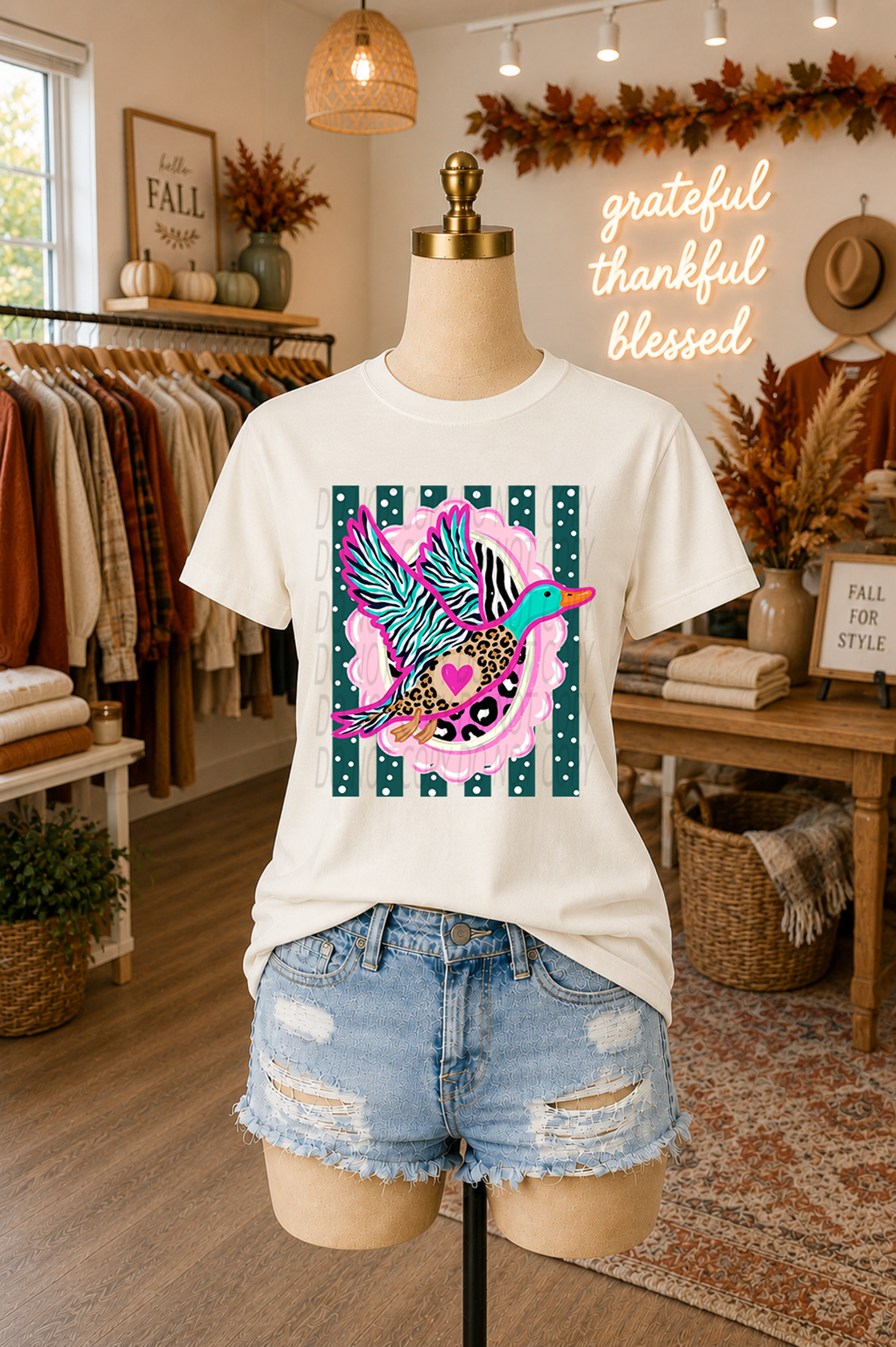 Bright Boho Duck with Stripes
