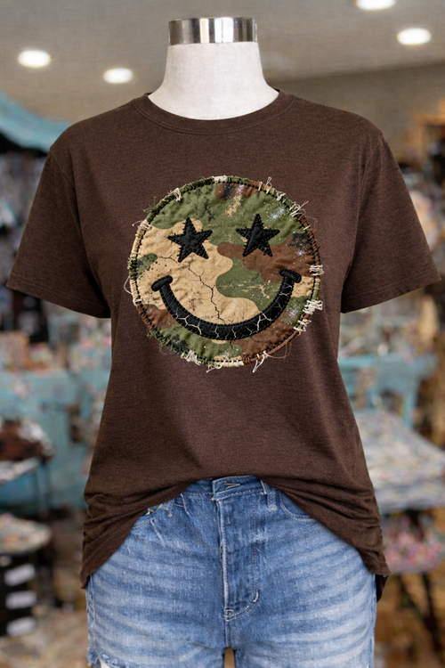 Load image 1 in gallery view. Ragged Camo Smiley