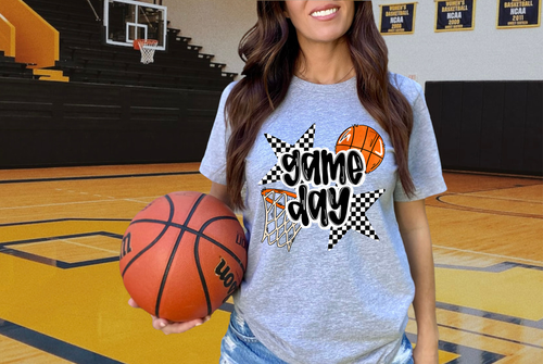 Load image 1 in gallery view. Basketball Game Day Checkered Stars