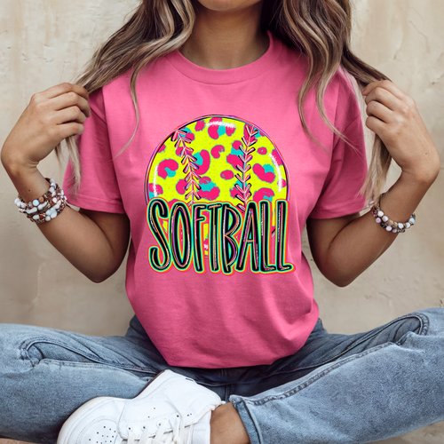 Load image 1 in gallery view. Leopard Neon Softball