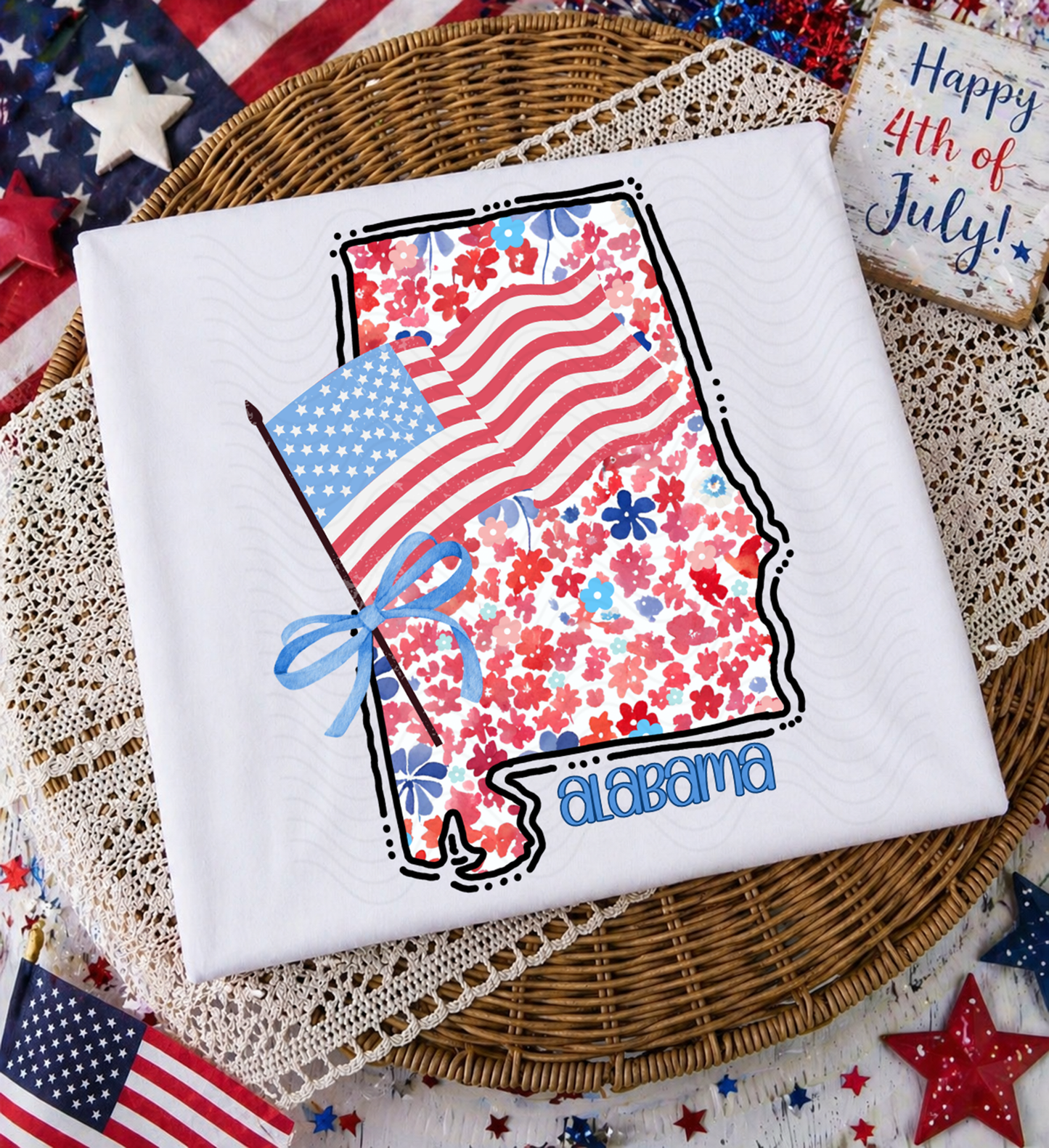 Red/White/Blue Floral Alabama