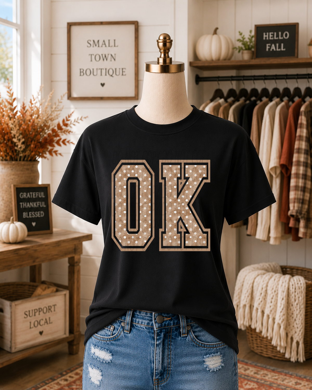 Watercolor Tan Polka Dot OK Oklahoma