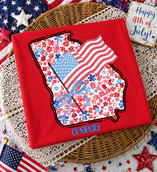 Load image 1 in gallery view. Red/White/Blue Floral Georgia