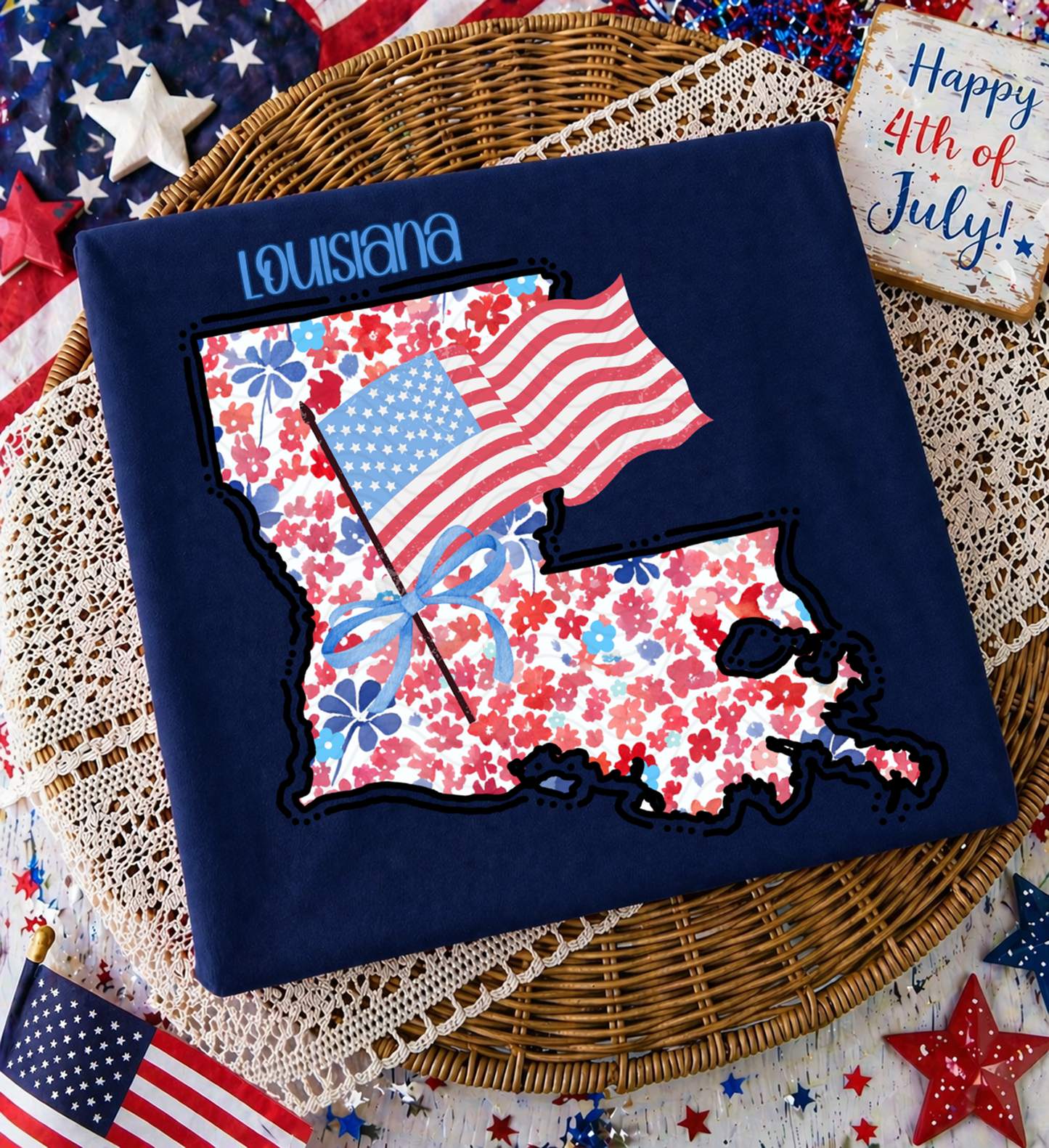 Red/White/Blue Floral Louisiana