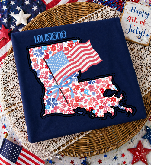 Load image 1 in gallery view. Red/White/Blue Floral Louisiana