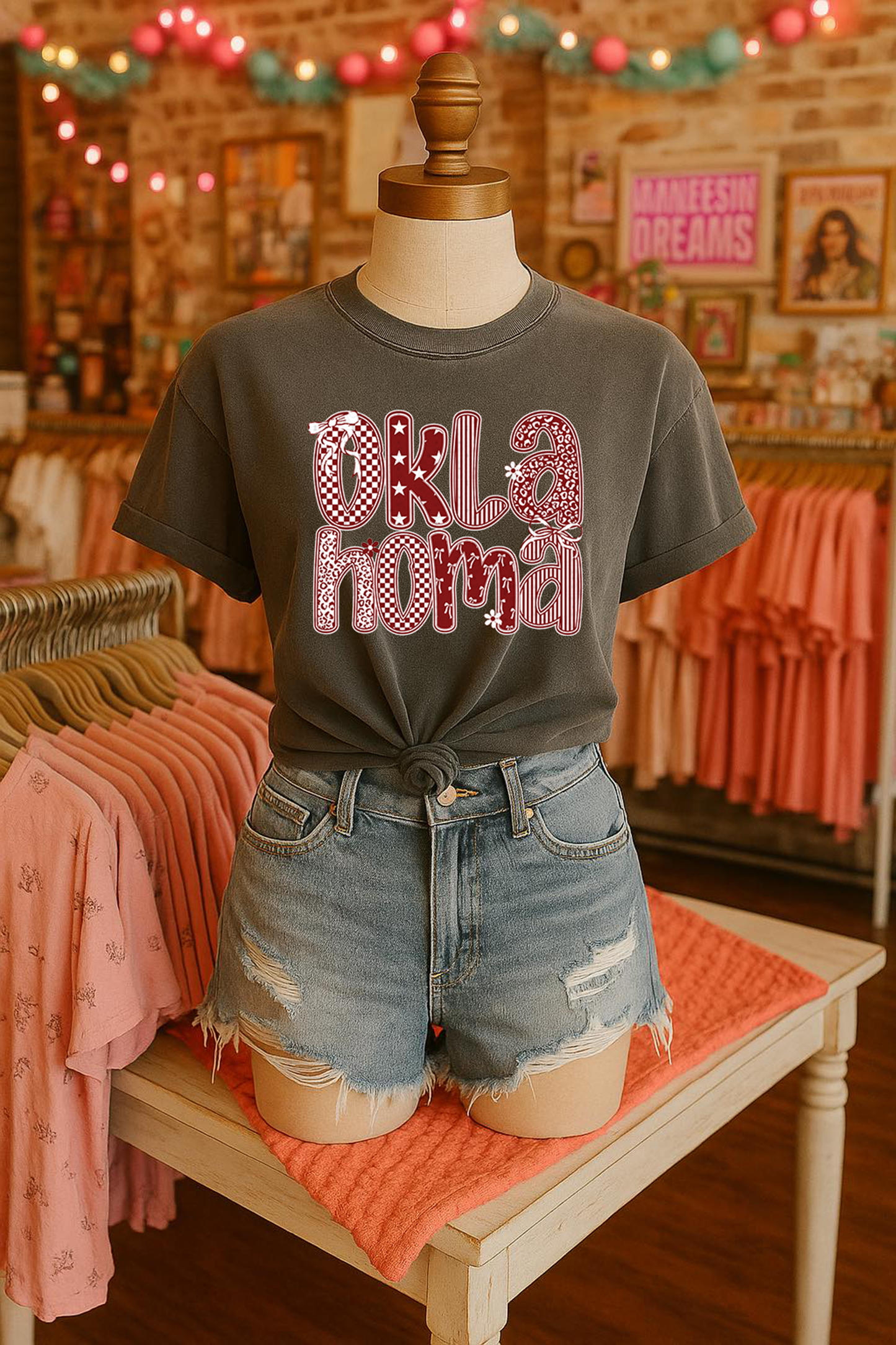 Oklahoma Doodle White Outline