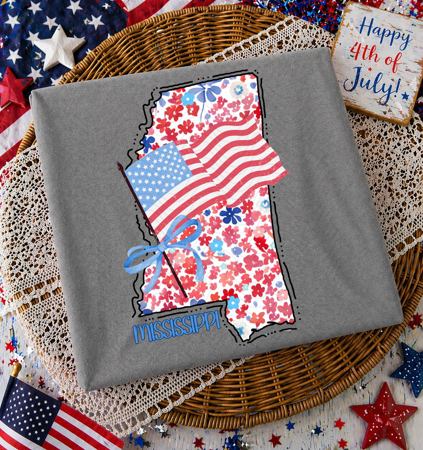 Red/White/Blue Floral Mississippi