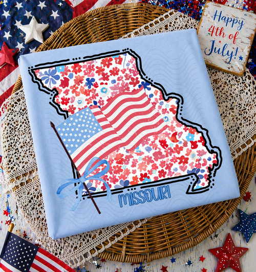 Load image 1 in gallery view. Red/White/Blue Floral Missoui