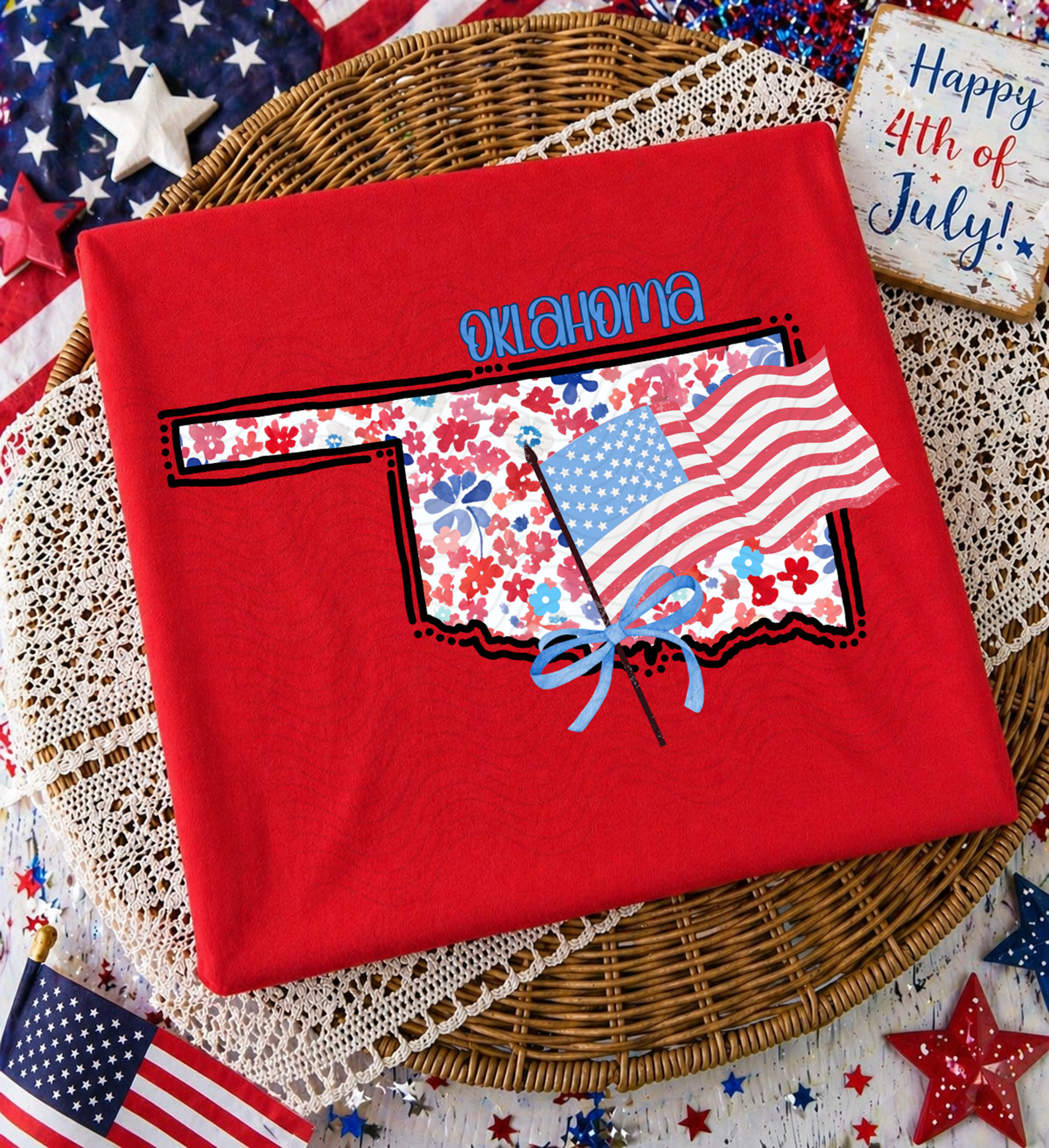 Red/White/Blue Floral Oklahoma