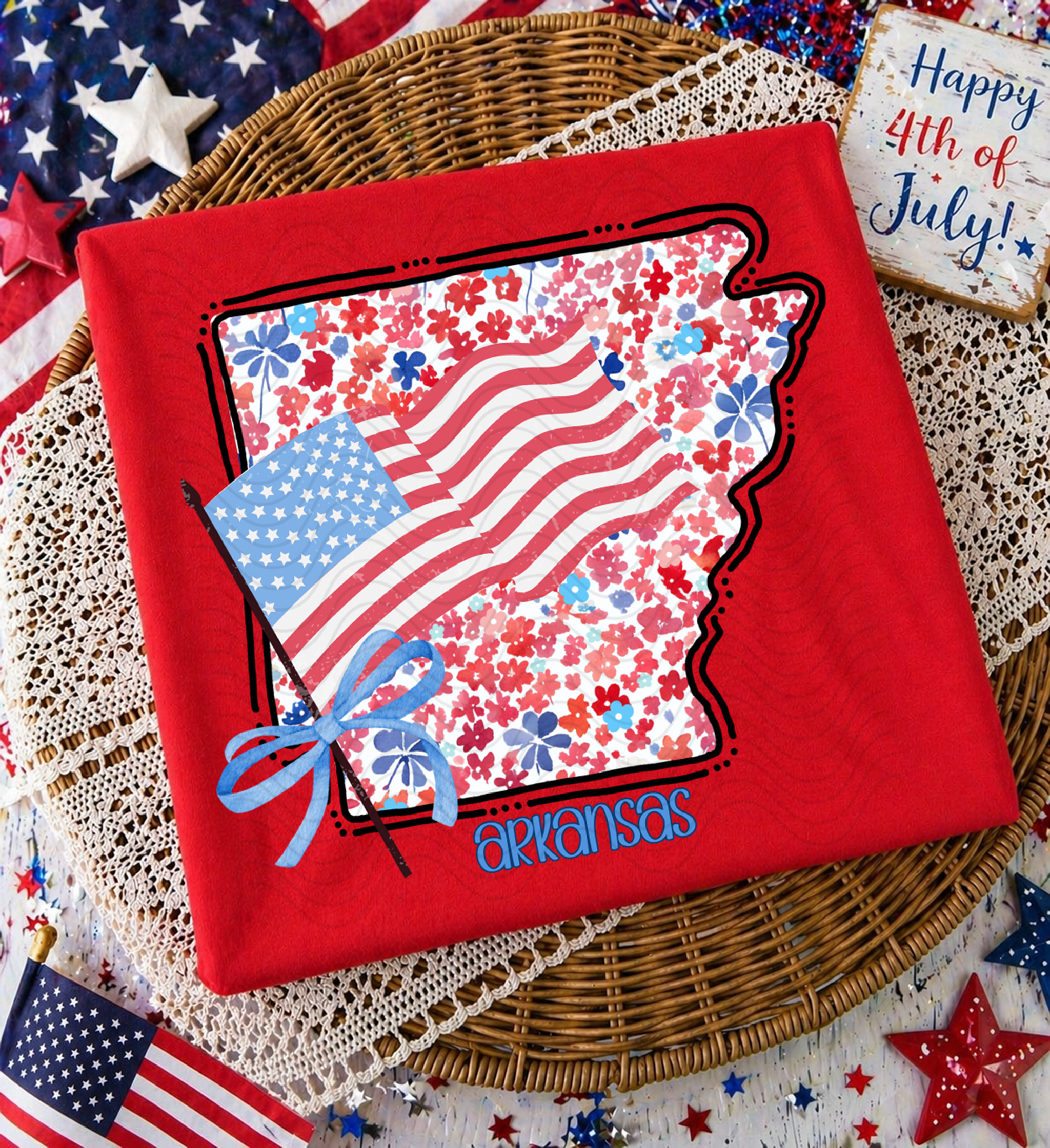 Red/White/Blue Floral Arkansas