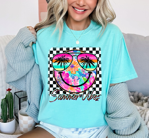 Load image 1 in gallery view. Checkered Summer Smiley Summer Vibes
